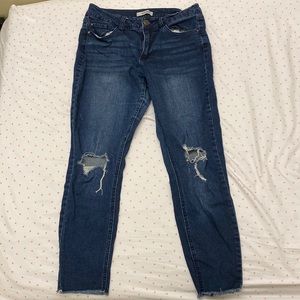 Refuge, Size 8, Ripped Blue jeans with ankle frills